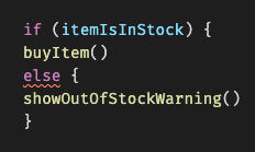 
        Invalid code with red highlight
      
