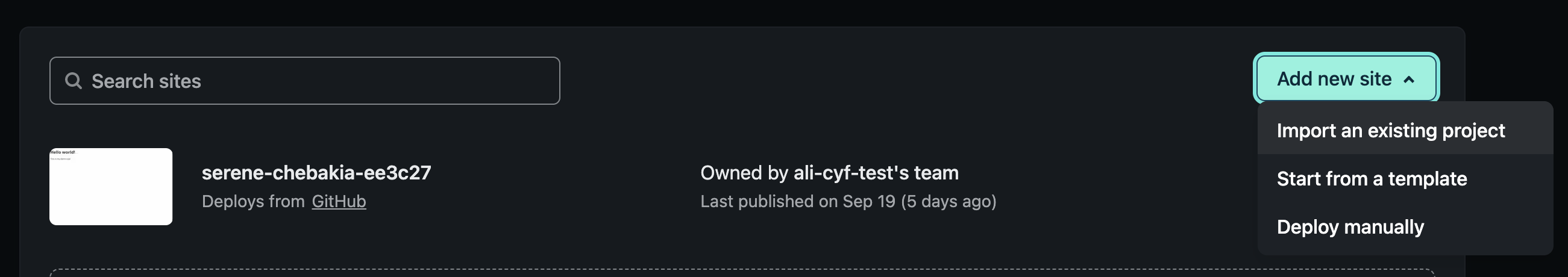 
        Creating a new site from an existing project
      