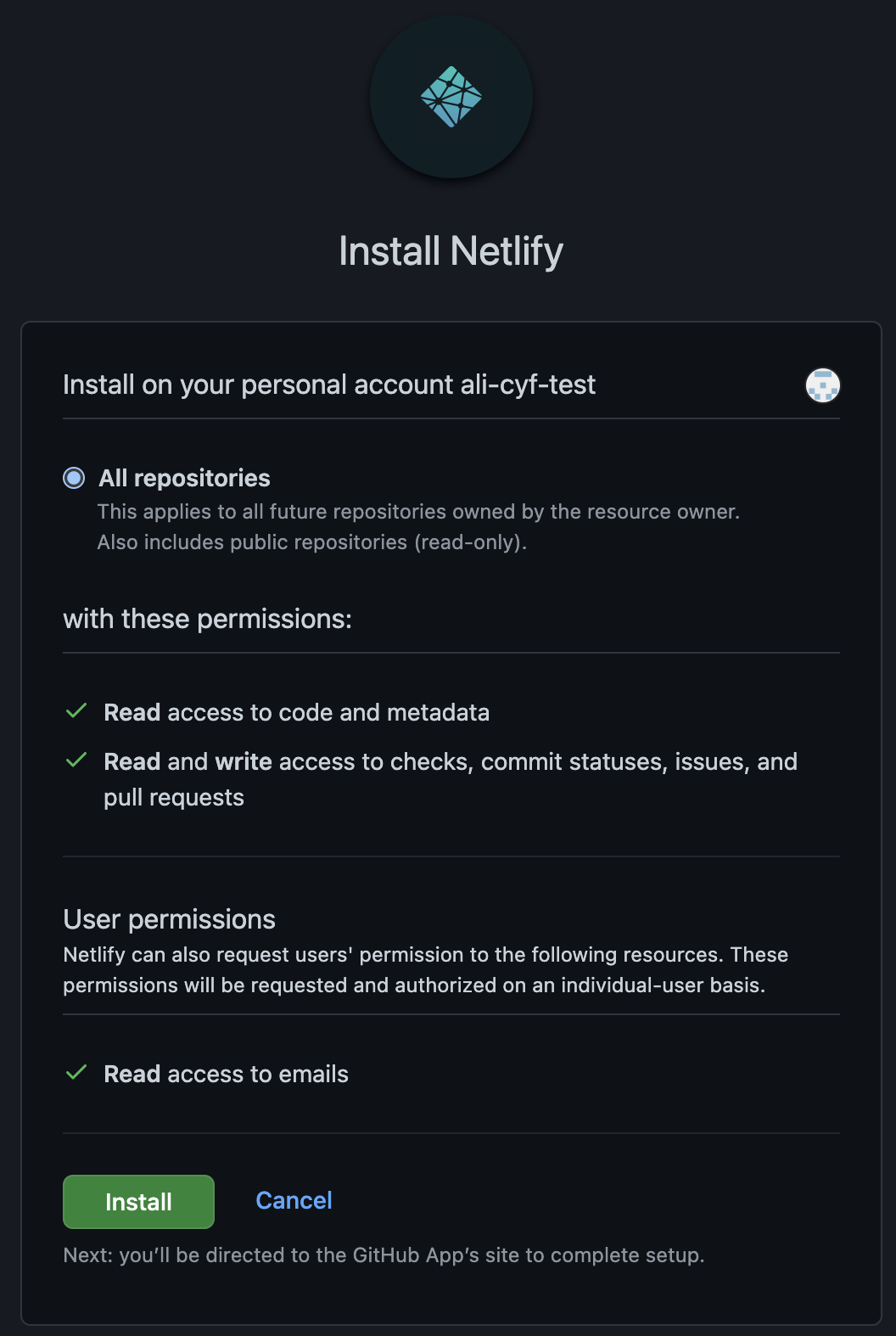 
        Installing Netlify into your GitHub account
      