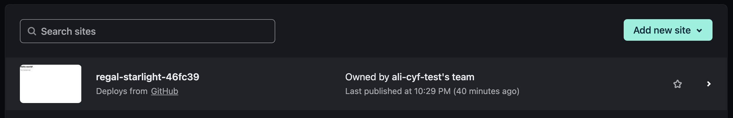 
        List of your Netlify sites
      