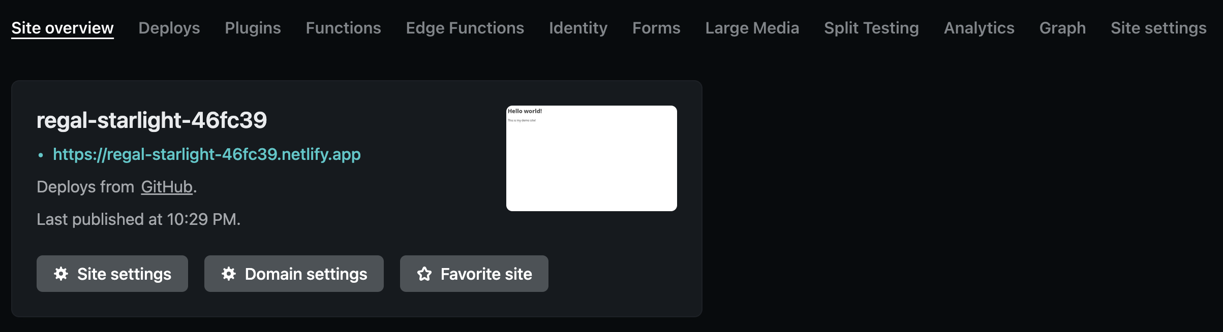 
        Site overview page
      