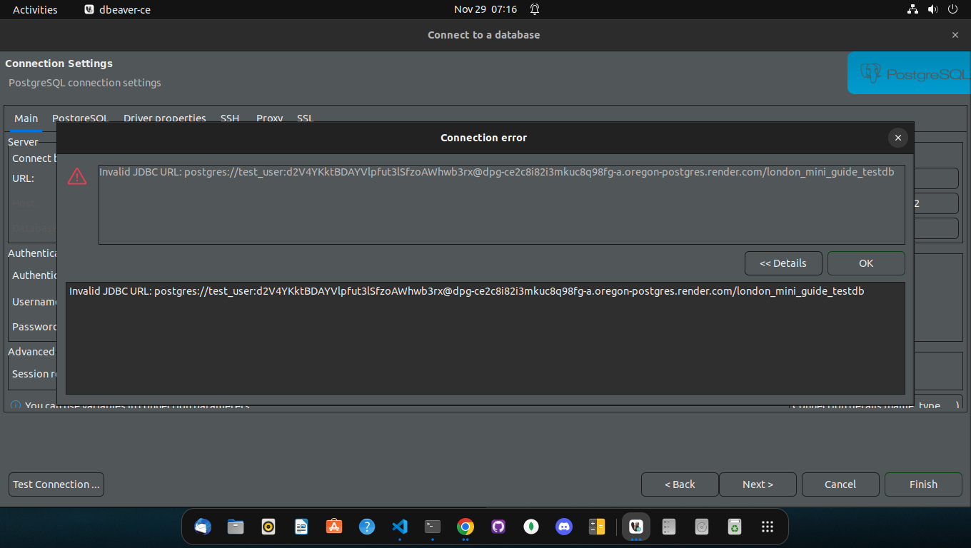 
        A connection error message
      